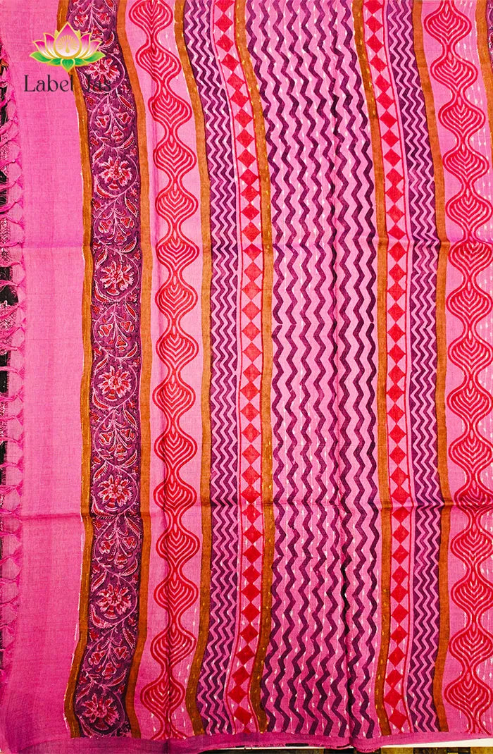 Premium Dupion Silk saree with block print 2