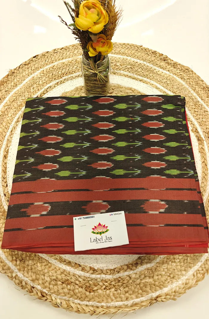 Mercerized Ikkat Cotton Saree 8 Main image