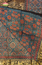 Dola Silk Saree with Ajrakh Handblock Print 3