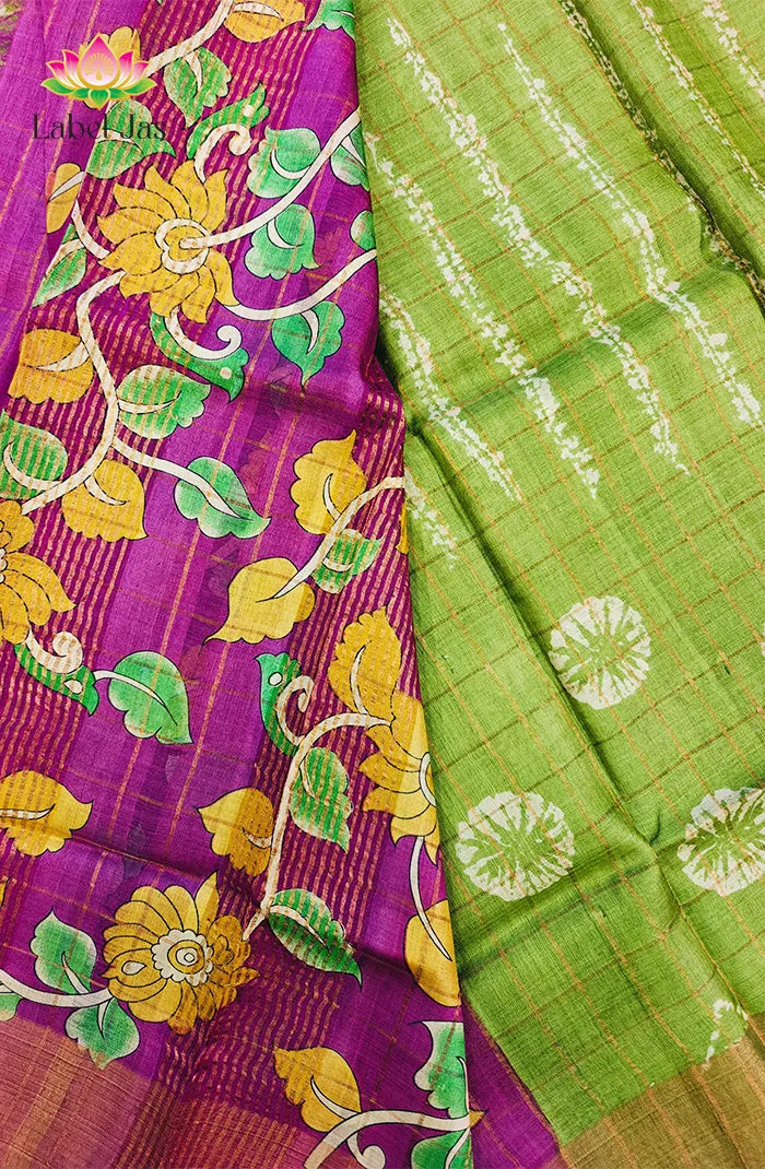 Shibori with Zari Checks Printed Saree Secondary image