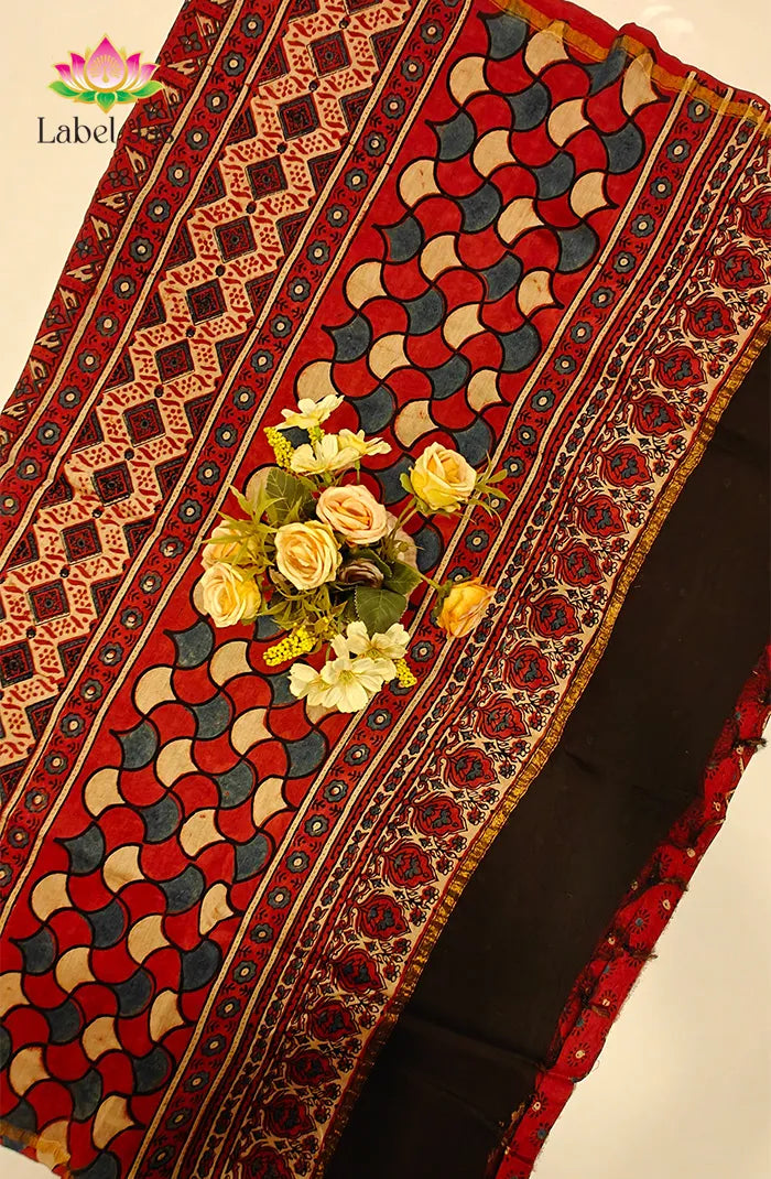 Ajrakh X Chanderi Saree 7 Secondary image