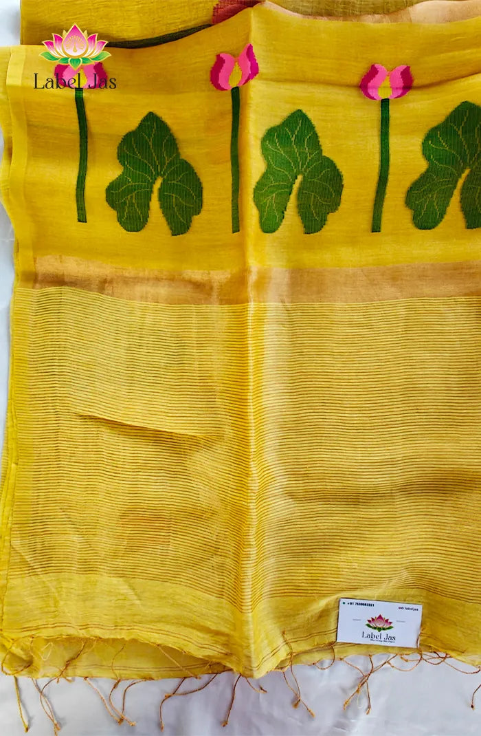 Pure Silk Linen Saree 4 Main image