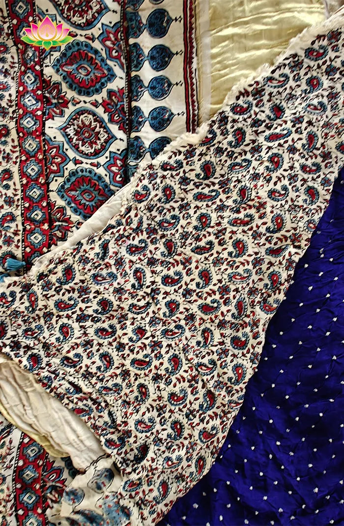 Modal silk with Bandini and Kalamkari Saree