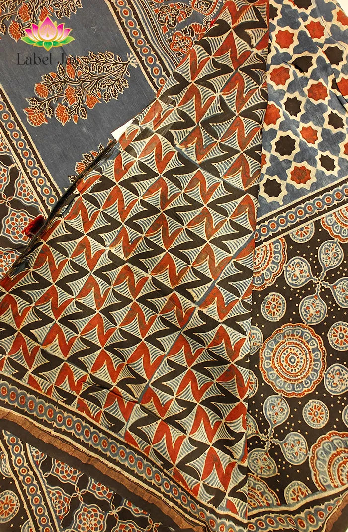 Ajrakh X Chanderi Saree 6