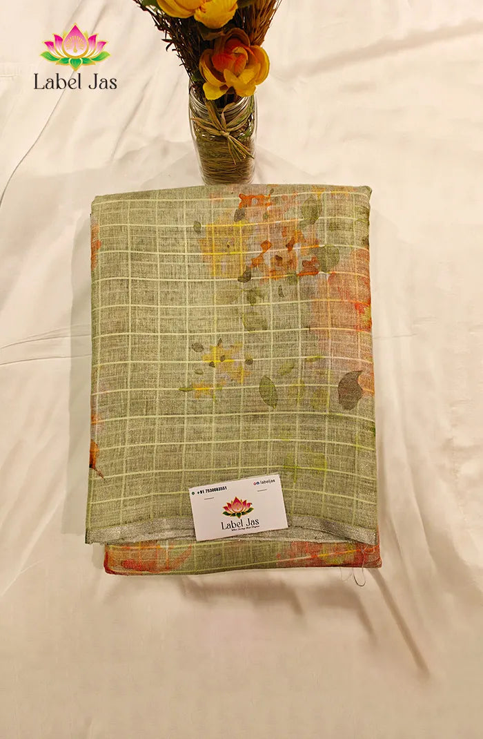 Pure Digital Linen  Tissue Saree 3