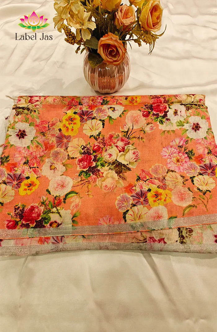 Pure  Linen Saree with Digital print 2 Main image