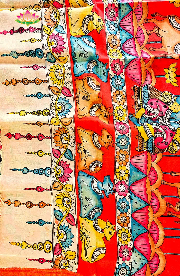 Pure Pen Kalamkari Silk Saree – 06