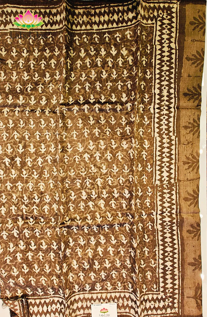 Premium Dupion Silk saree with block print 6