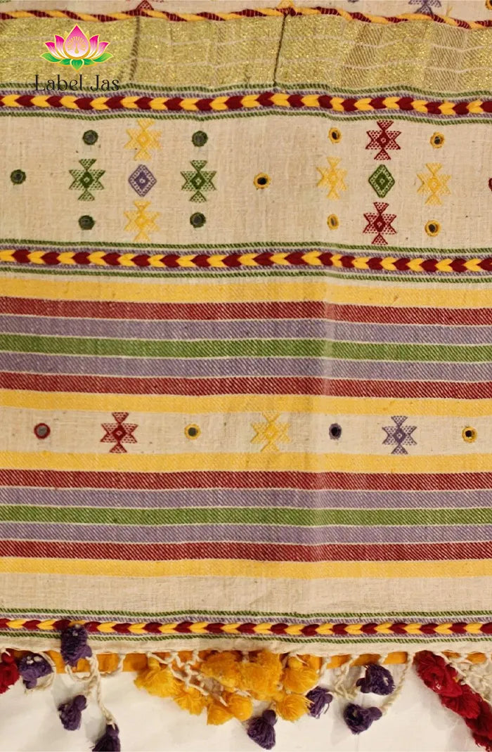 Premium Handloom Bhujodi saree with Bandini 2