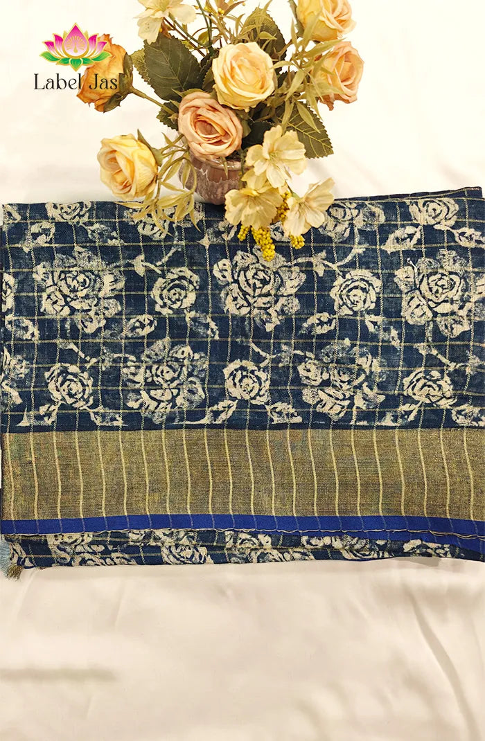 Pure  Linen Saree with Digital print 7 Main image