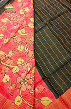 Black Zari Checked Tussar Saree