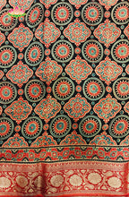 Dola Silk Saree with Ajrakh Handblock Print 4
