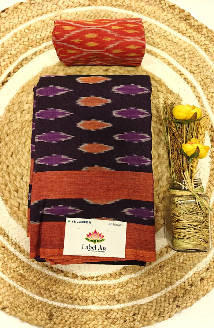 Mercerized Ikkat Cotton Saree 5 Main image