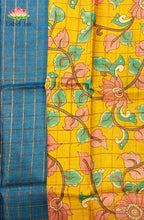 Blue Zari Checked Tussar Saree