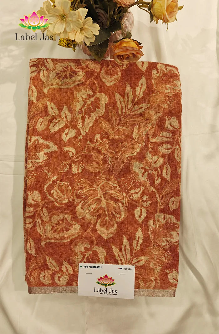 Pure  Linen Saree with Digital print 11