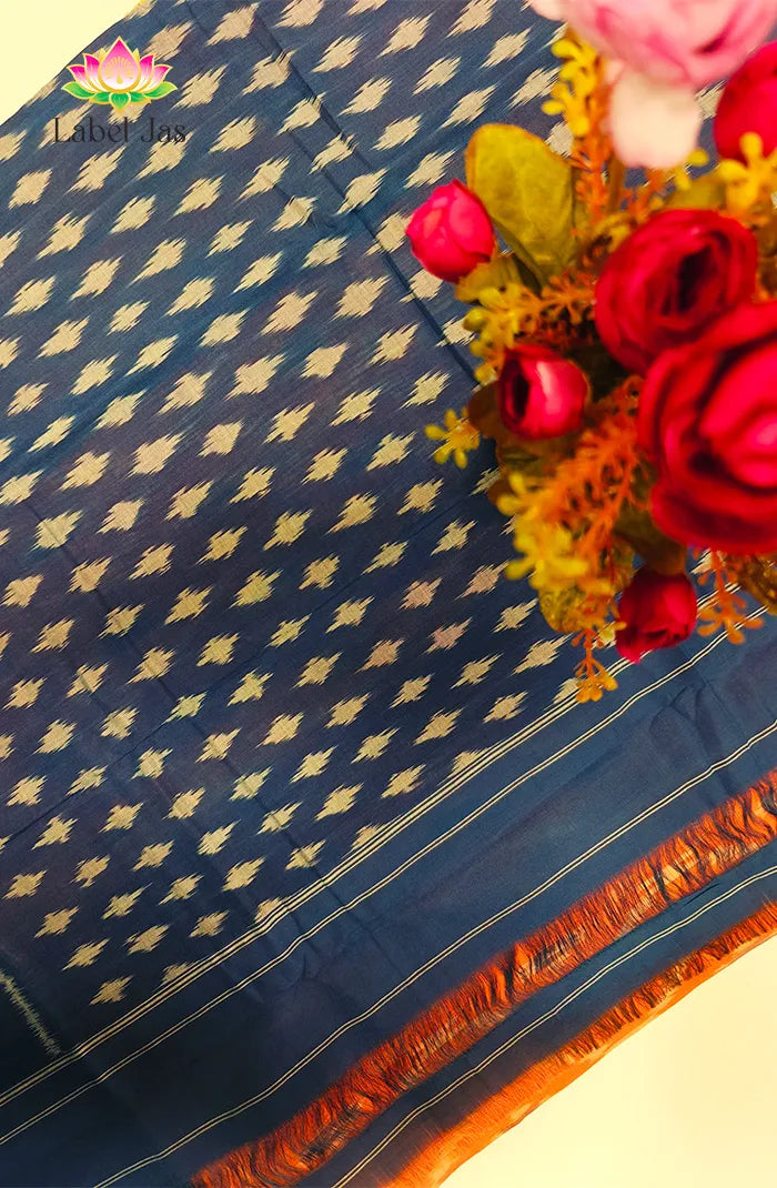 Mercerized Ikkat Cotton Saree 2 Secondary image