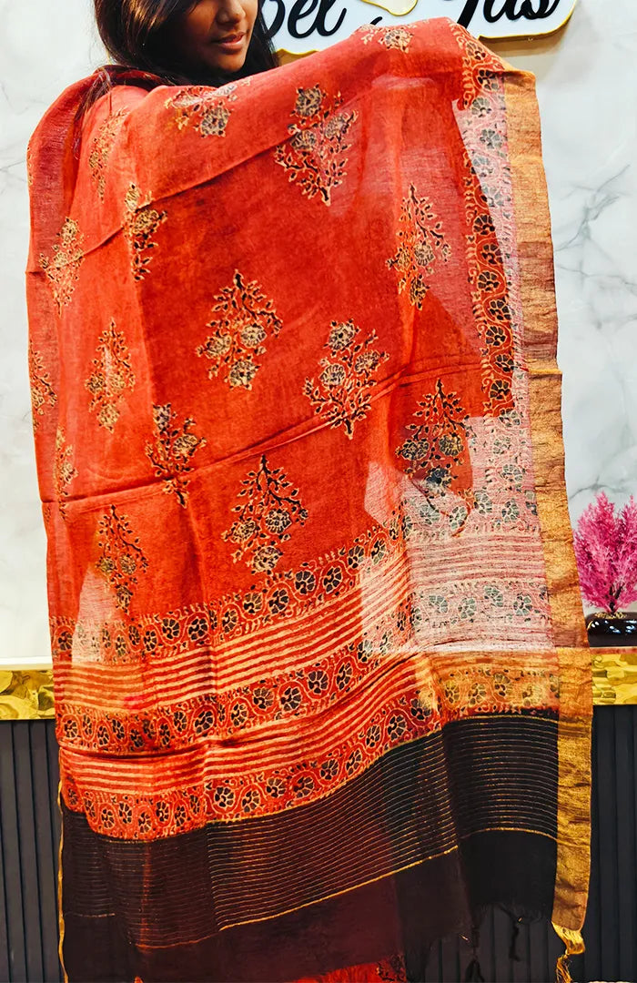 Ajrakh Silk Linen Salwar 16
