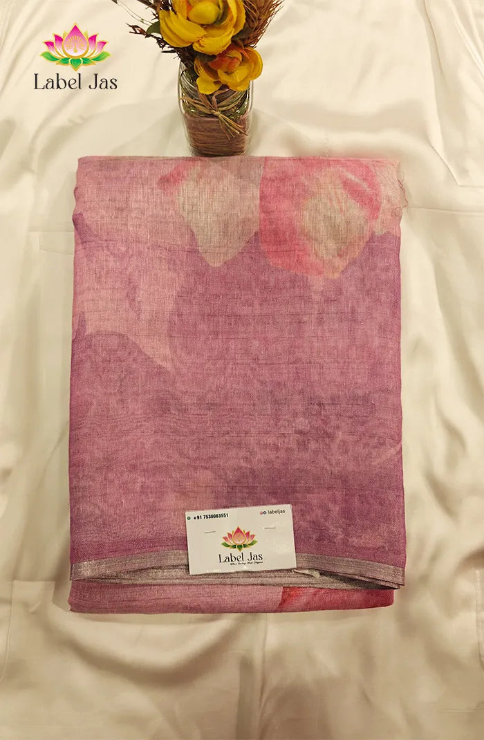 Pure Digital Linen  Tissue Saree 4