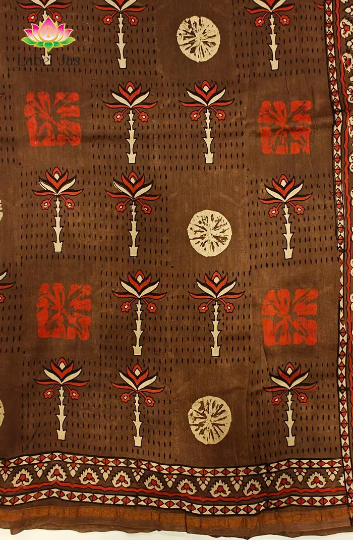 Ajrakh X Chanderi Saree 3