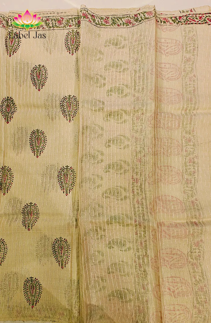 Tussar Block Printed Saree