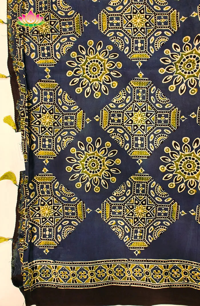 Modal Silk with Ajrakh Handblock Print Saree 10