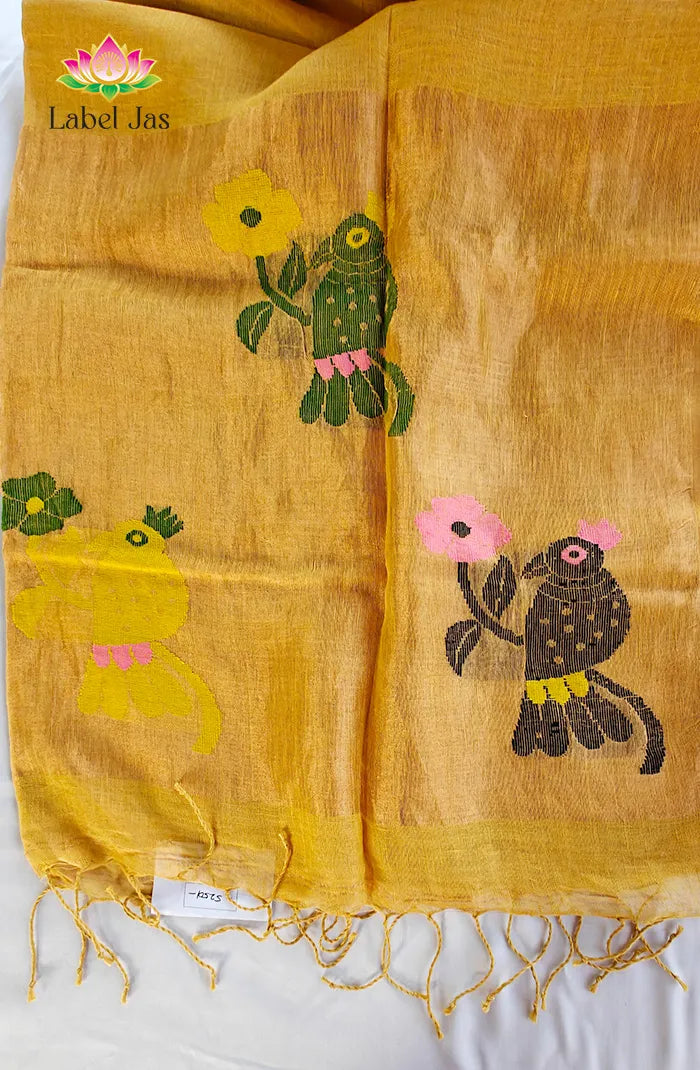 Pure Silk Linen Saree 5
