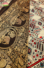 Dola Silk Saree with Ajrakh Handblock Print 8