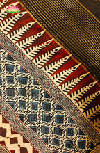 Dola Silk Saree with Ajrakh Handblock Print 9