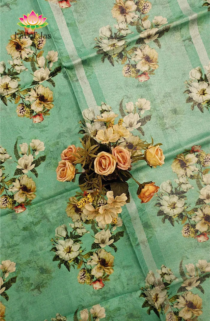Pure  Linen Saree with Digital print 1 Secondary image