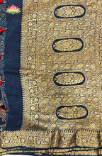 Dola Silk Saree with Ajrakh Handblock Print 7