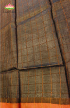 Elephant Grey Zari Checked Tussar Saree