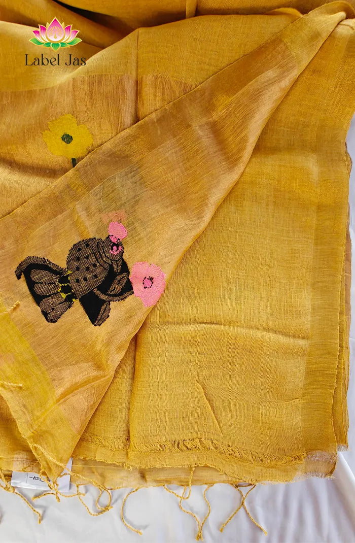 Pure Silk Linen Saree 5