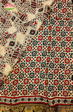 Dola Silk Saree with Ajrakh Handblock Print 8