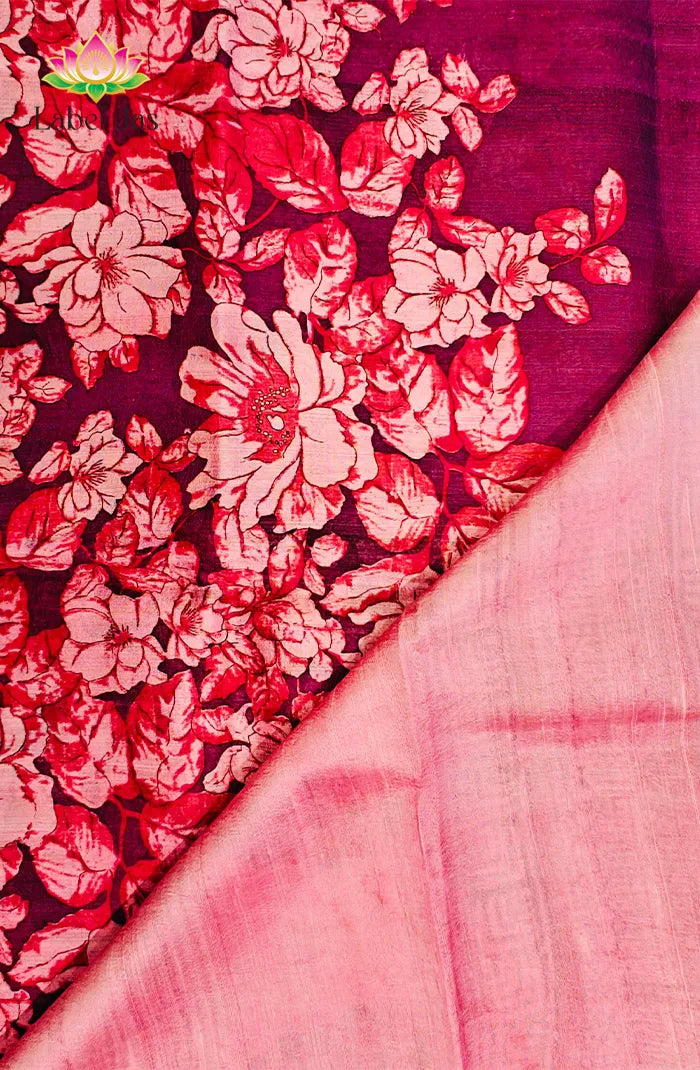 Premium Dupion Silk saree with block print 9 Secondary image