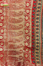 Dola Silk Saree with Ajrakh Handblock Print 2
