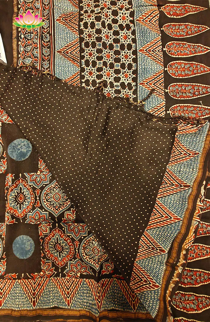 Ajrakh X Chanderi Saree 6