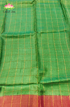 Green Zari Checked Tussar Saree