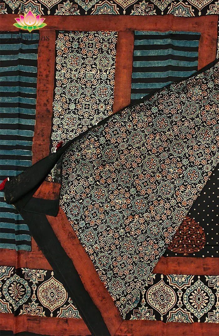 Ajrakh Premium Taj Cotton Saree 3 Main image
