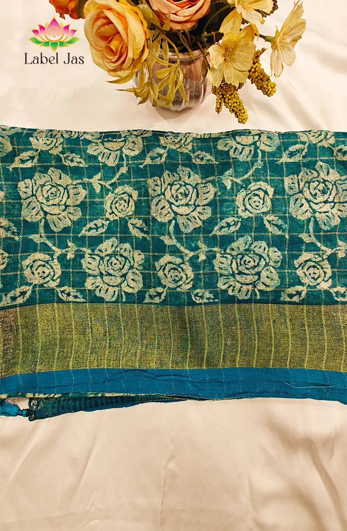 Pure  Linen Saree with Digital print 6 Main image