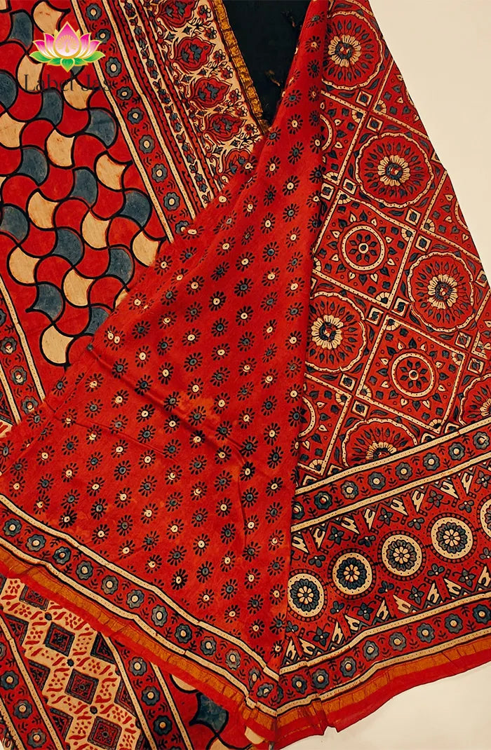 Ajrakh X Chanderi Saree 7