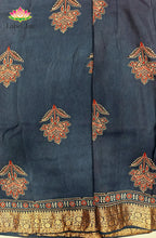 Dola Silk Saree with Ajrakh Handblock Print 7