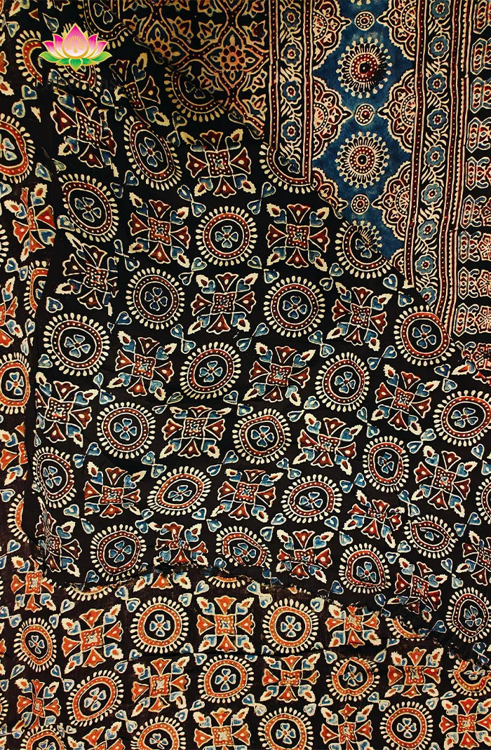 Modal Silk with Ajrakh Handblock Print Saree 4