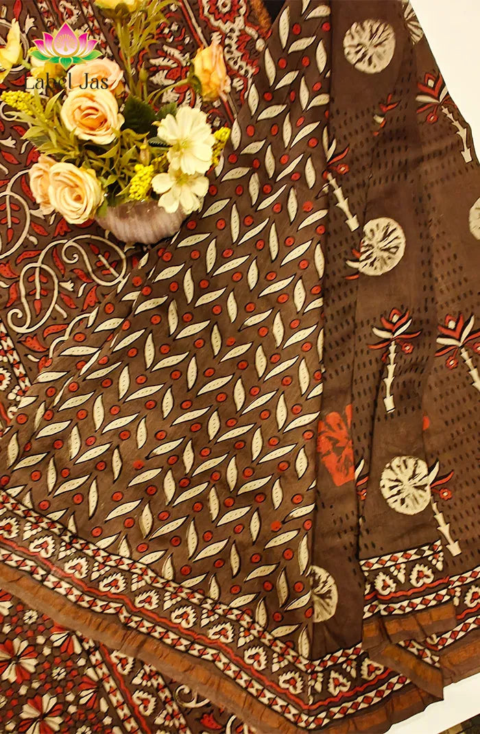 Ajrakh X Chanderi Saree 3