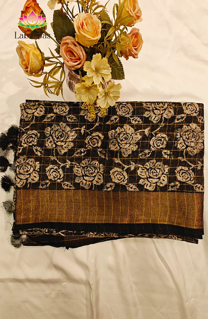 Pure  Linen Saree with Digital print 8 Main image