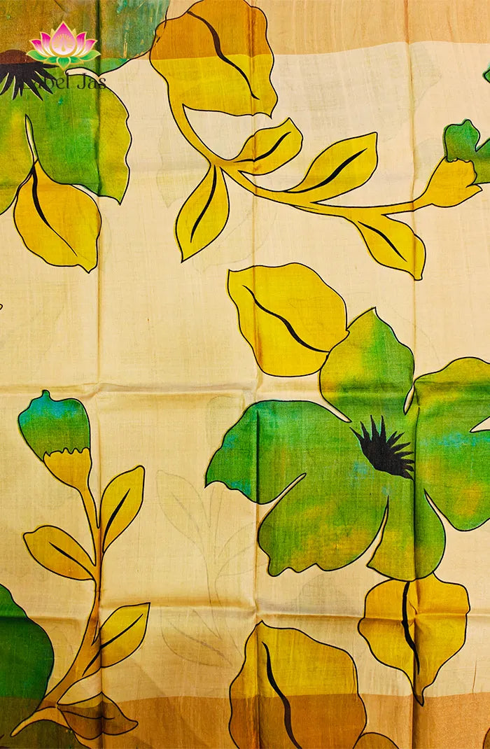 Off White Digital Printed Saree