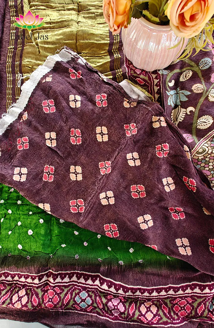 Modal silk with Bandini and Ajrakh Saree 7
