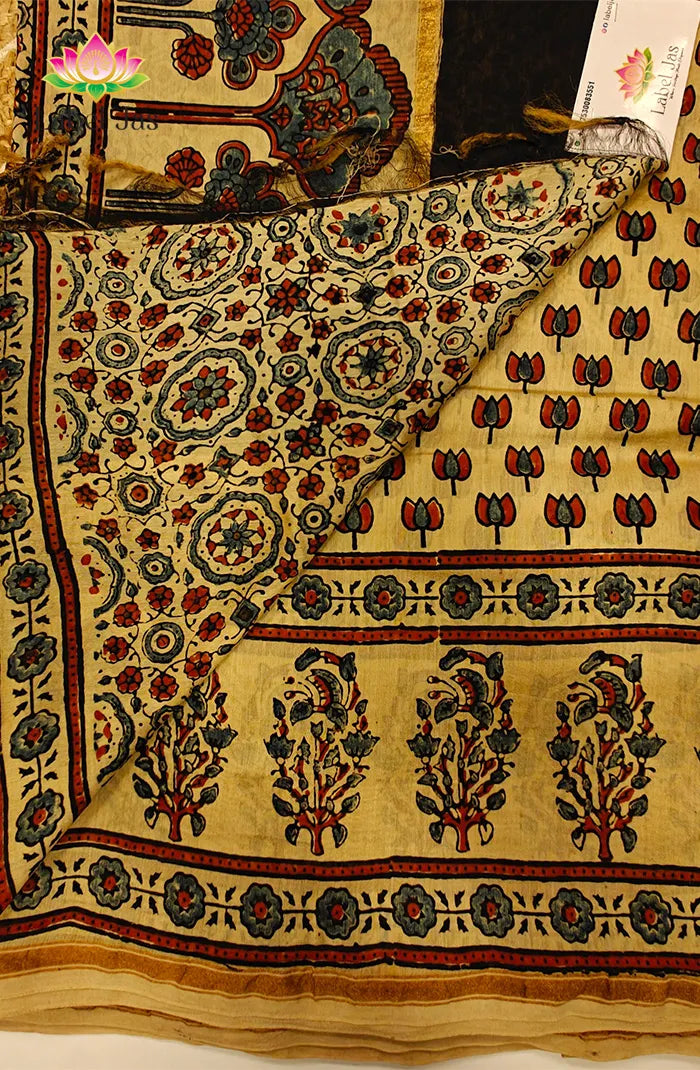 Ajrakh X Chanderi Saree 5