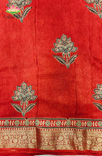 Dola Silk Saree with Ajrakh Handblock Print 5