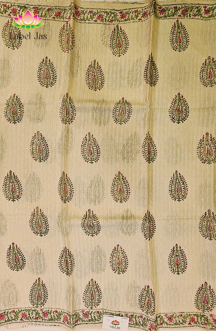 Tussar Block Printed Saree