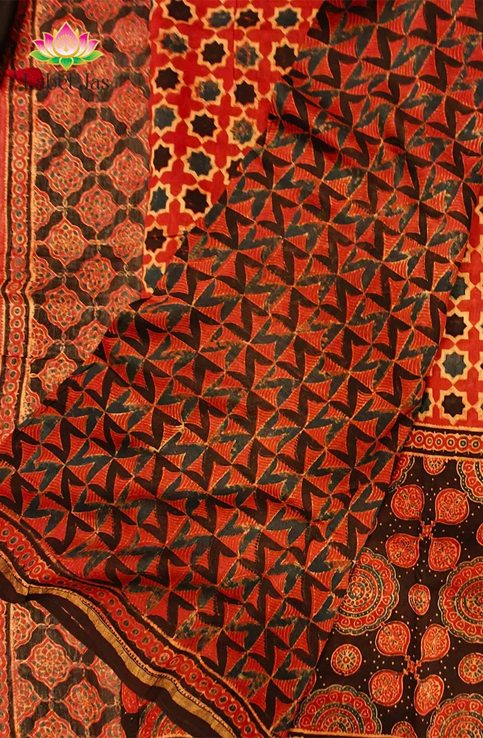 Ajrakh X Chanderi Saree 9